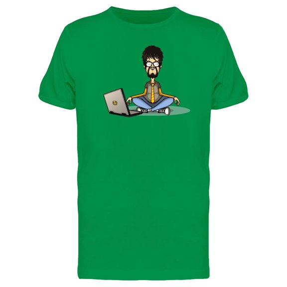 Office Man Meditation Cartoon Tee Men's -Image by Shutterstock
