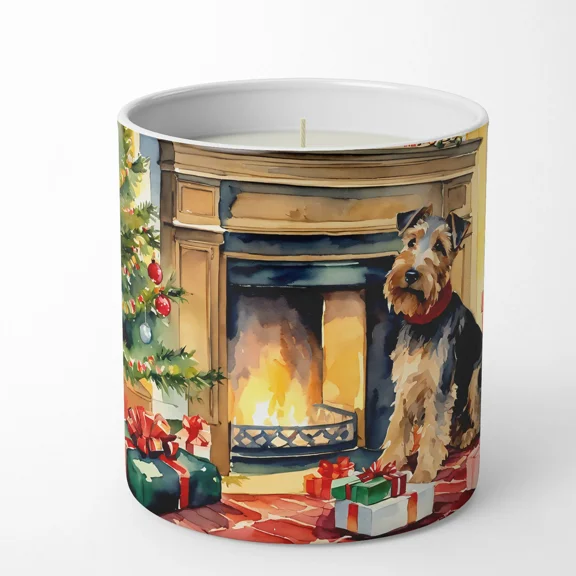 Welsh Terrier Cozy Christmas Decorative Soy Candle 3.25 in x 3.75 in