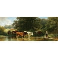 thumbnail image 2 of Friedrich Voltz 18x10 Gold Ornate Wood Frame and Double Matted Museum Art Print Titled - Cows on the Tranke (1870), 2 of 4