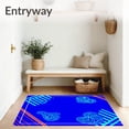 thumbnail image 3 of ODIKA 8'x10' Machine Washable Non-Slip Area Rug, Nostalgic Arcade Virtual Reality Aesthetic Stylish High Traffic Rug with Pad, Blue, 583367, 3 of 8