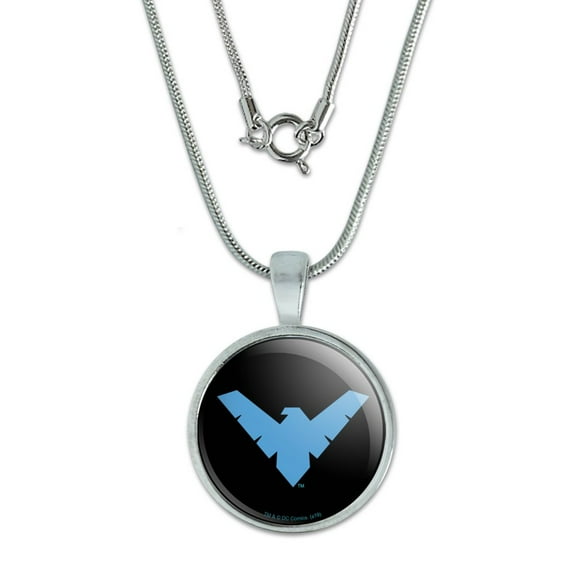 Batman Nightwing Logo 0.75" Pendant with Sterling Silver Plated Chain