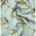 thumbnail image 1 of Soimoi Green polyester Crepe Fabric Bulbul Bird Print Sewing Fabric Yard 42 Inch Wide, 1 of 6