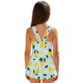 thumbnail image 2 of Xixirimido Lemons Blue Print Girls Swimsuits One Piece Sleeveless Swimwear with Skirt Modest Bathing Suit with Built-in Shorts Beach Vacation Swim Dress, 8-9 Years, 2 of 7