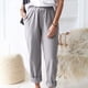 thumbnail image 4 of Pantalones rectos de mujer, pantalones casuales con cintura elástica y bolsillos, 4 of 5