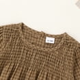 thumbnail image 5 of Happy Town Toddler Girl Fall Winter Outfits Smocked Puff Sleeve Top Ruffle Flare Pants Set Kids Casual Plaid 2-Piece Set, 5 of 8