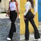 thumbnail image 2 of Gibobby Pantalones deportivos mujer Pantalones para mujer Pantalones acampanados Pantalones con botones y agujeros informales Pantalones con cremallera(Negro,X-CH), 2 of 5