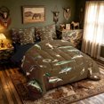 thumbnail image 2 of meiyoeat Camouflage Fishing Full Size Bedding Sets for Men Adults, Retro Deer Duck Bass Camping Wildlife Full Size Bed in a Bag, Brown, Black Reversible, 7-Piece, 2 of 5