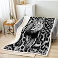 thumbnail image 2 of Gray Leopard Throw Blanket Lion Gifts Fuzzy Blanket Cheetah Print Grey Tie Dye Fleece Blanket , Safari Animal Bedding Set Grunge Black Silvery Sherpa Blanket For Sofa Bed Couch, Luxury, 2 of 4