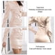 thumbnail image 4 of Vestido de mujer con cuello en V y mangas abullonadas en la parte delantera, elegante vestido informal con textura satinada de manga larga, color champán L, 4 of 5