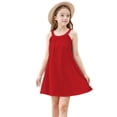 thumbnail image 6 of Cethrio Girls Summer Dresses with Pleated, Sleeveless Loose Spaghetti Strap Midi Dresses Casual Dresses Red Size 7-8T, 6 of 6