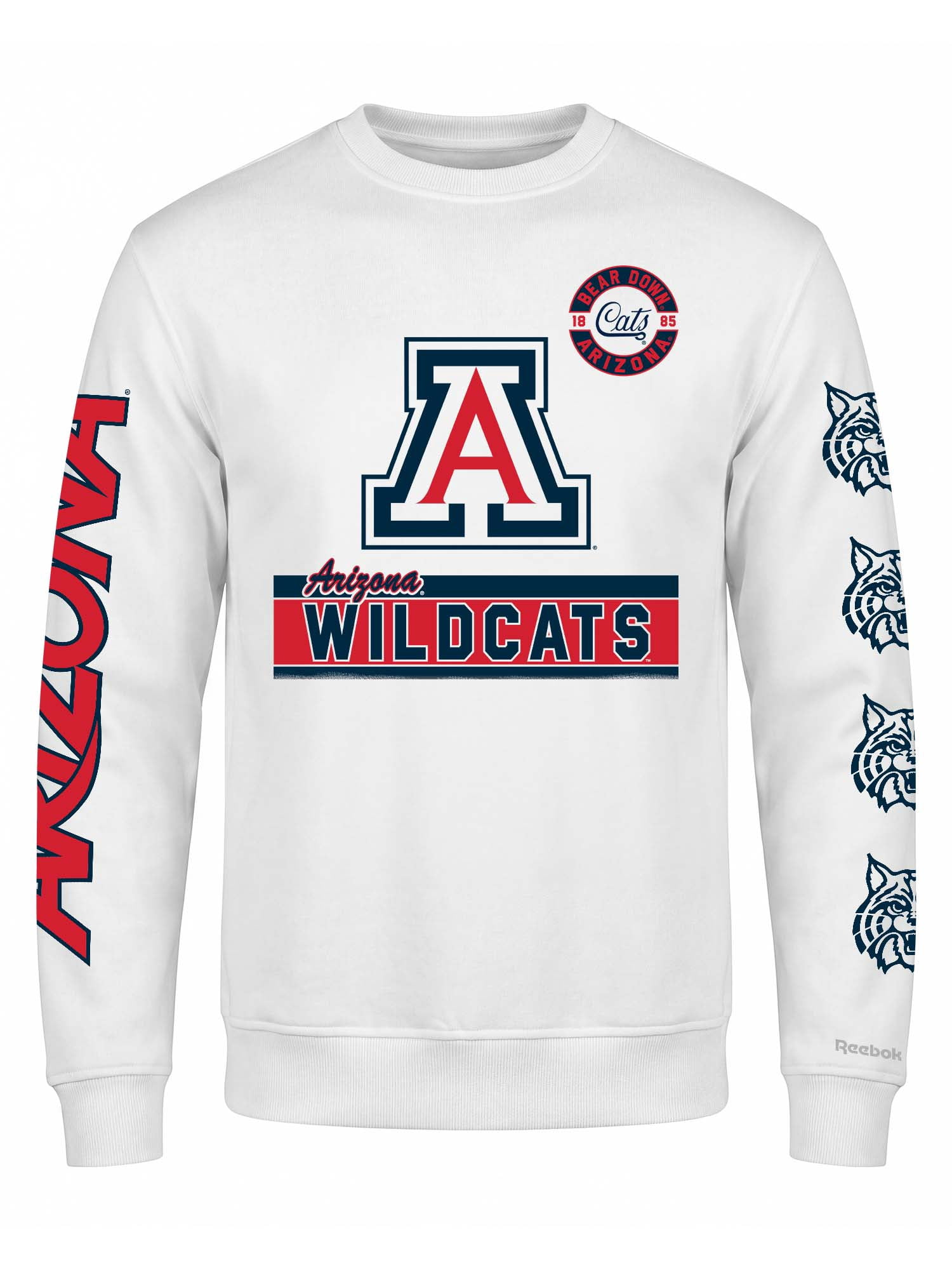 Arizona Wildcats Reebok Mens White Crew Sweatshirt