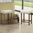 thumbnail image 3 of Costway Set of 2 Nailhead Saddle Bar Stools 24'' Height w/ Fabric Seat & Wood Legs Beige, 3 of 10