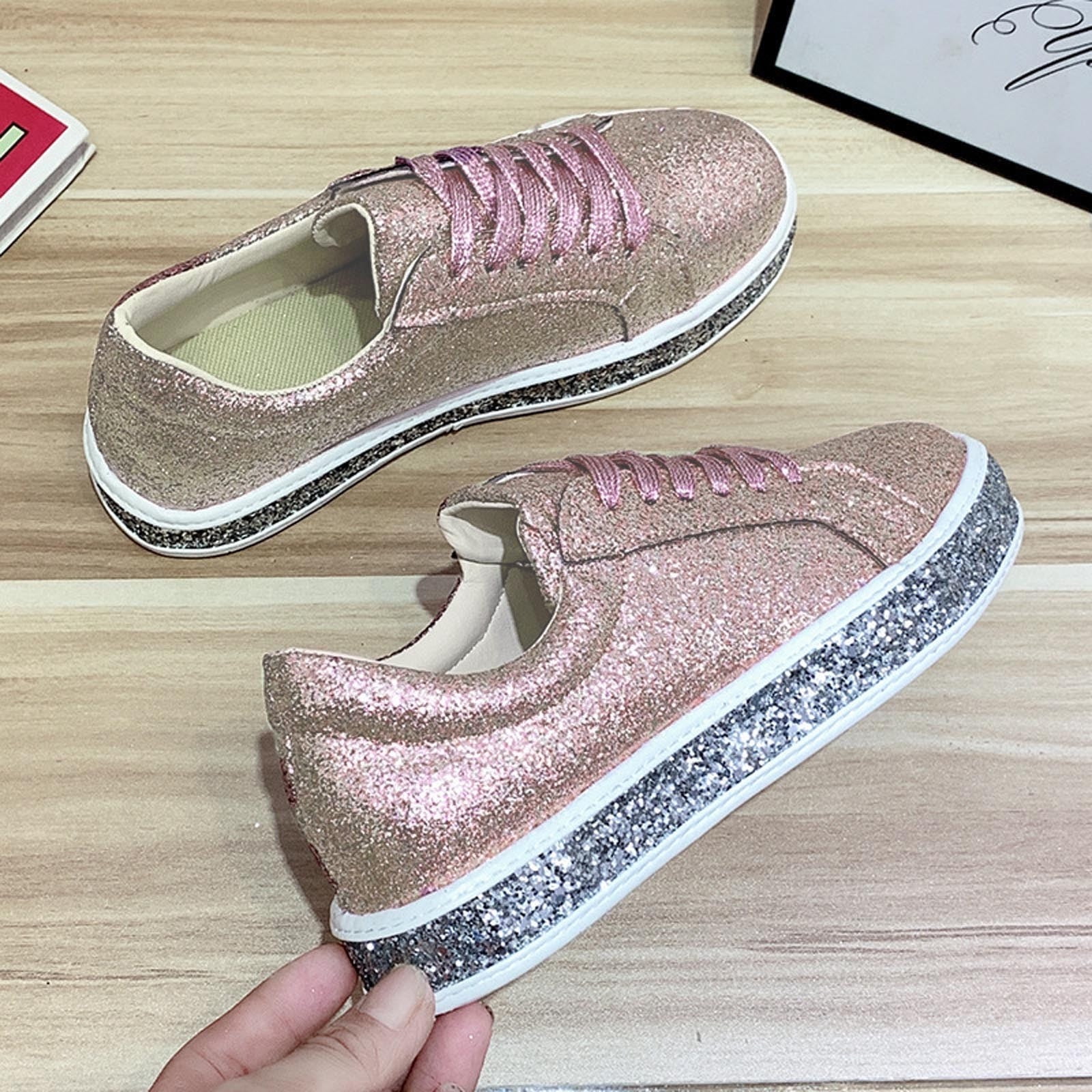 Sparkling Glitter Slip-On Loafers in Iridescent Pink Disco Queen Pink Rhinestone Loafers – nellybernalcollection.com main image 4