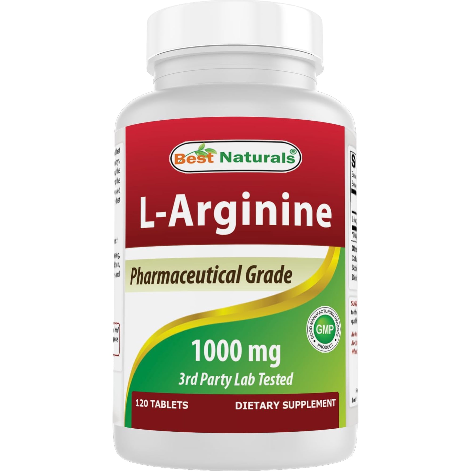 Best Naturals L-Arginine 1000 mg, 120 Tablets (Pharmaceutical Grade)
