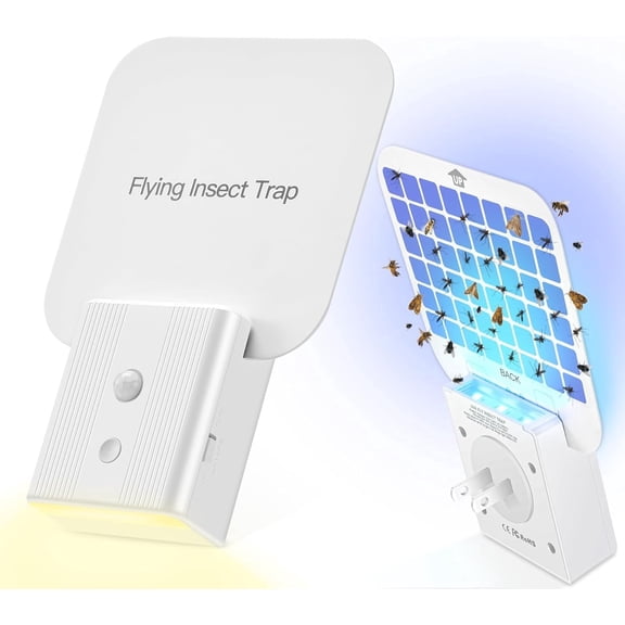 2 Set Flying Insect Trap, 2 in 1 Indoor Plug-in Fruit Fly Trap (2 Device 10 Refills), Fruit Fly Traps for Gnat, Moth, Mosquito, Suitable for Every Part of The Home