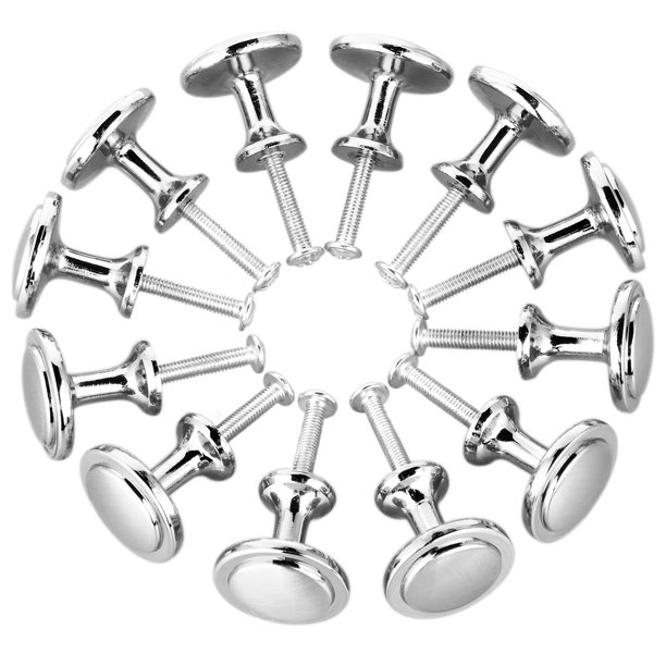 12x Satin Nickel Knob Round Drawer Door Pull Handles Silver