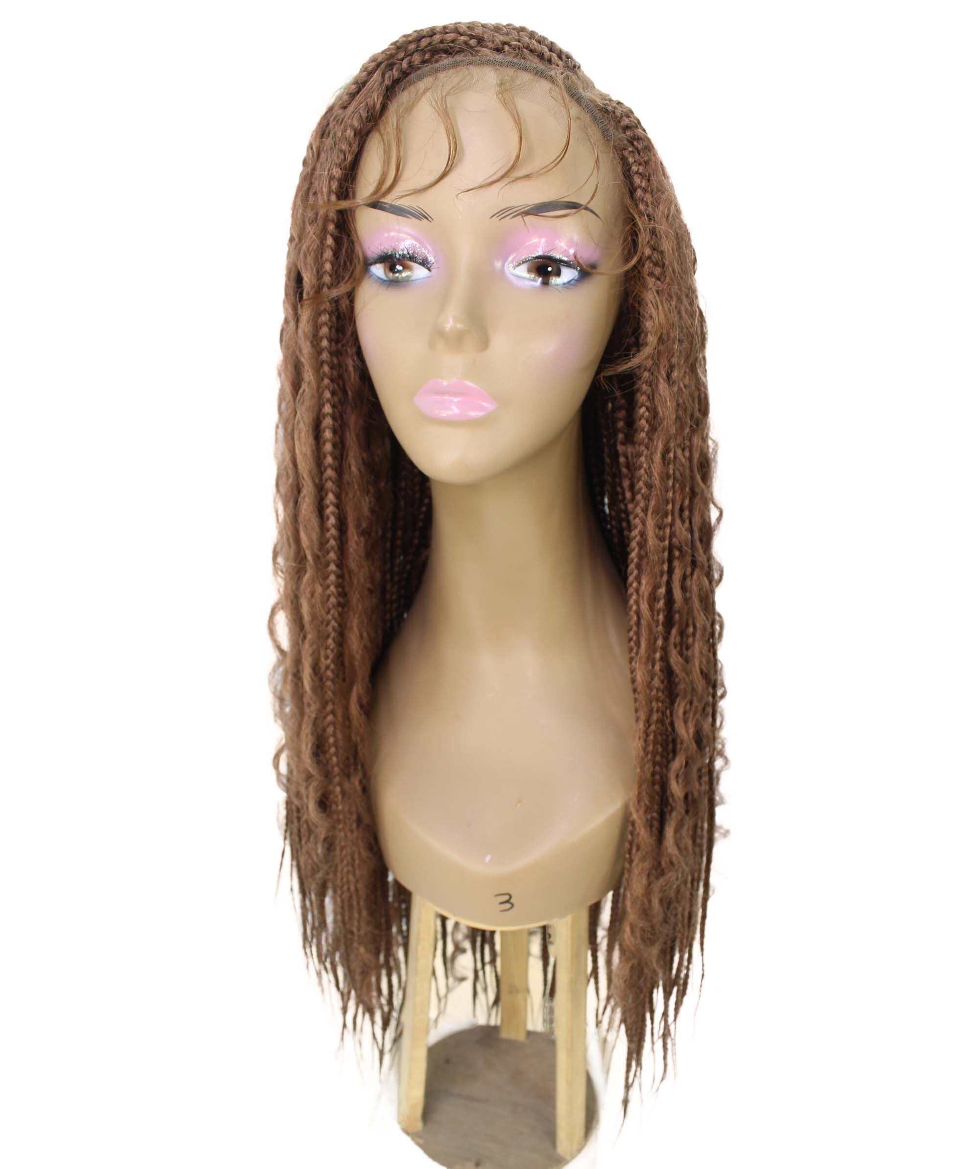 LUXLUXE Hailey Curly Braided 30 in Long Braided Adult Women Wig, Beauty Heat Resistant Fiber, Copper Blonde Color