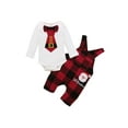 thumbnail image 2 of MaBaby 0-12M Newborn Infant Baby Boy My 1st Christmas Clothes Set 3M 6M 9M 12M Bow Rompers Plaid Jumpsuit Overalls Outfits, 2 of 10