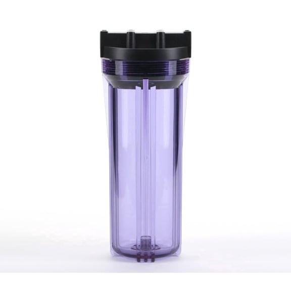 Hydronix HF3-10CLBK34, 10" Clear Housing with Black Rib Cap For RO & Filtration Systems, 3/4" Ports