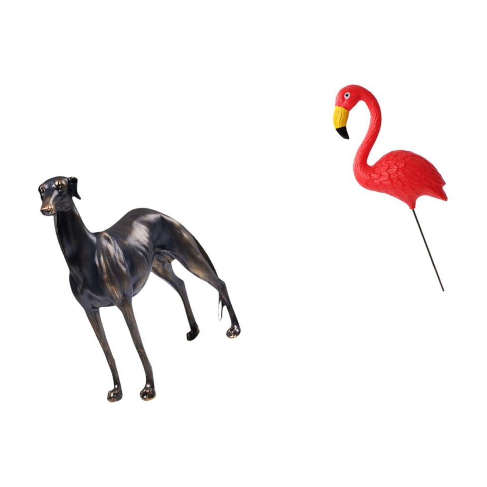 CarpNettore Dog Bird Statue Resin Animal Figurine Home Decor Table Centerpiece Sculpture Desk Figure for Living Room Hotel Christmas Yard Art Ornament Backyard Fairy Garden Accessories Flamingo