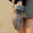 thumbnail image 5 of Winter Women Thick Plush Gloves Fashion Warm Suede Touch Screen Gloves Full Finger Elasticity Outdoor Windproof Driving Gloves (D), 5 of 7