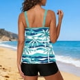 thumbnail image 4 of qelini Swimsuit Tankini Two Piece Women Paddad Push Up Crew Neck Swimsuits Pockets Tropical Print Swimwear, 4 of 7