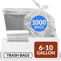 6-10 Gallon Trash Bags | 1000 Bags | Clear | Bathroom | Strong | Garbage