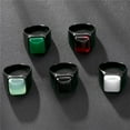thumbnail image 4 of PAURO Gemstone Rings for Men Stainless Steel Black Simple Square Cool Colorful Personalized Statement Dainty Jewelry Light Green Size 9, 4 of 5
