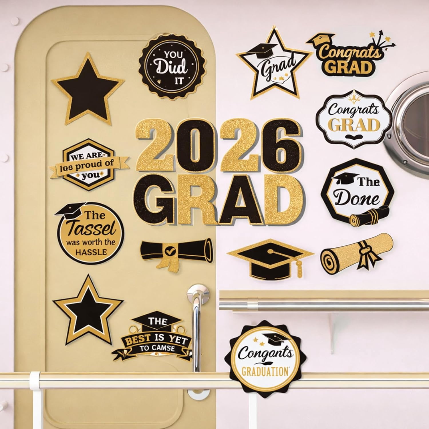 16 Pcs Graduation Magnets 2026 We are So Proud of You Graduation Car Magnets Congrats Grad Cap Stickers for Refrigerator Garage Cruise Door Magnetic Decorations