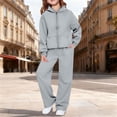 thumbnail image 6 of Tiijoy Girls Athletic Outfits Zip Up Hoodie Wide Leg Sweatpants Sweatsuit, Grey, Sizes 3-14, 6 of 6