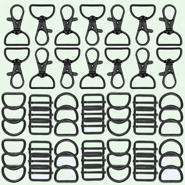 56 Pieces D Rings for Bag Making, Sturdy Bag Making Hardware with Buckles for Crafting (Black, 25 mm)