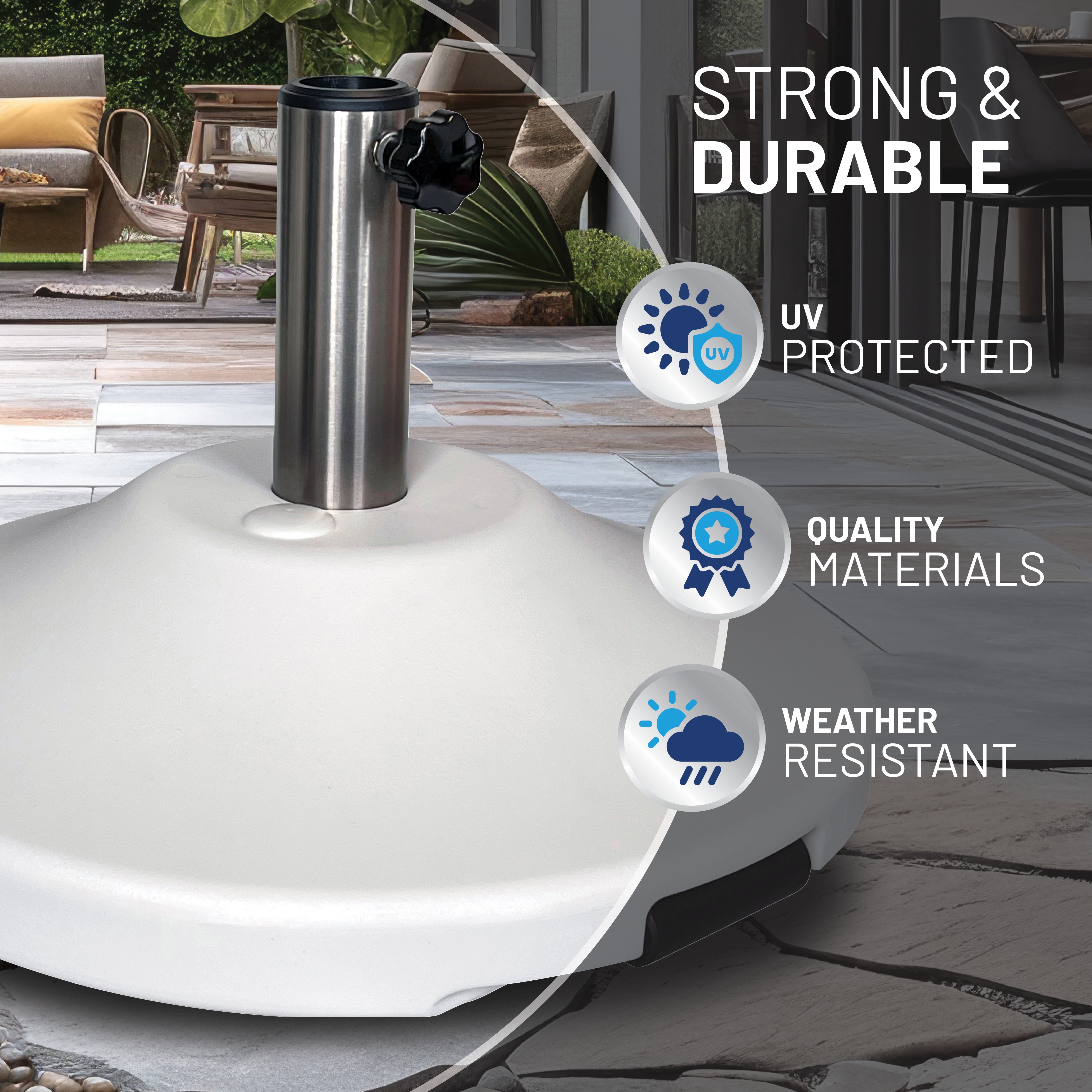 US Weight Premium 50 Pound Prefilled Umbrella Base for Patio Table - White