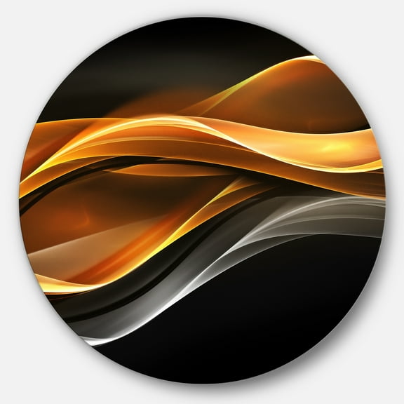 Designart 'Gold Silver Inward Lines' Abstract Circle Metal Wall Art