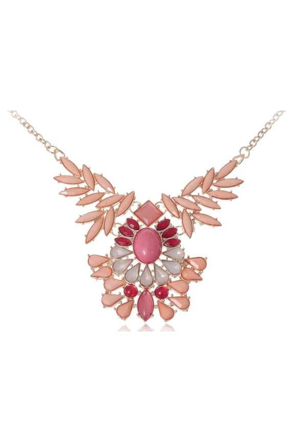 Drop Beaded Pendant Colorful Bib Pattern Fashion Necklace for Women Gift