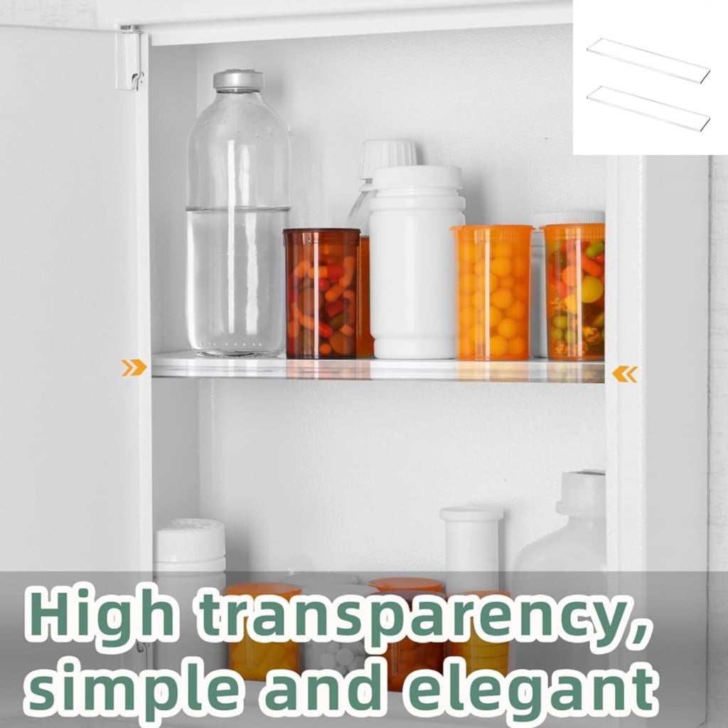Clear Replacement Shelves 13x3 Inches Bathroom Organizers Wall Cabinet Storage
