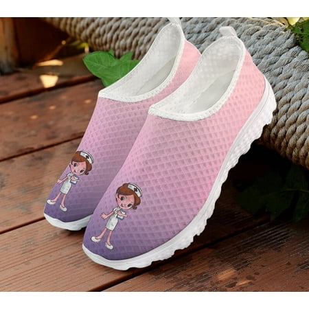 

Solid Color Simple Nurse Print Lightweight Non-slip Walking Shoes Fashion Nursing Shoes Ladies Breathable Sneakers