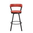 thumbnail image 3 of Swivel Bar Stools Set of 2, Leather Upholstered Bar Height Chairs with Metal Base, 360-degree Swivel Side Chairs for Dining Room Kitchen Pub, Red, 3 of 5