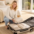 thumbnail image 5 of Travel Packing Organizers, Compression Packing Cubes for Travel, Packing Bags for Travel, Luggage Organizer Bags Set, 3-Piece Beige Lightweight Expandable Clothing Storage, 5 of 8