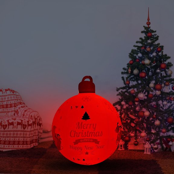 SHENGXINY Giant Inflatable Christmas Ball with Lights,Outdoor Large Christmas Balls Decorations,Birthday Party Indoor Outdoor Garden Patio Ornaments,Home Decor Red 24in