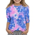 thumbnail image 2 of Hicidod Toddler Shirts 3/4 Length Sleeve Crewneck Tops Fashion Tie-Dye Spring Summer Pullover Clothes for Kids Girls Boys, 2 of 5