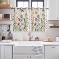 thumbnail image 2 of Spring Floral Kitchen Curtains Window Panels, Pink Blue Flowers Butterfly Rustic Insulated Window Treatment Curtain, Grommet Curtains for Bedroom/Living Room/Bathroom, 2 Piece 42"Wx45"L, 2 of 8