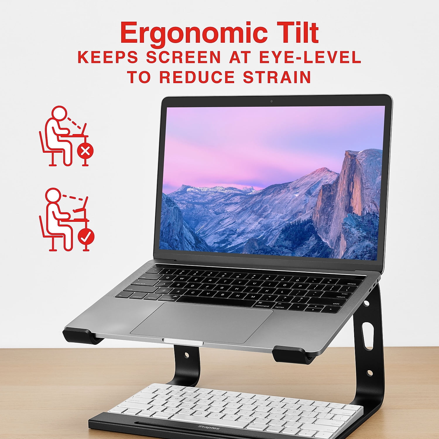 Staples TECH 11.2 x 10.2 Aluminum Laptop Stand Black (ST62654)