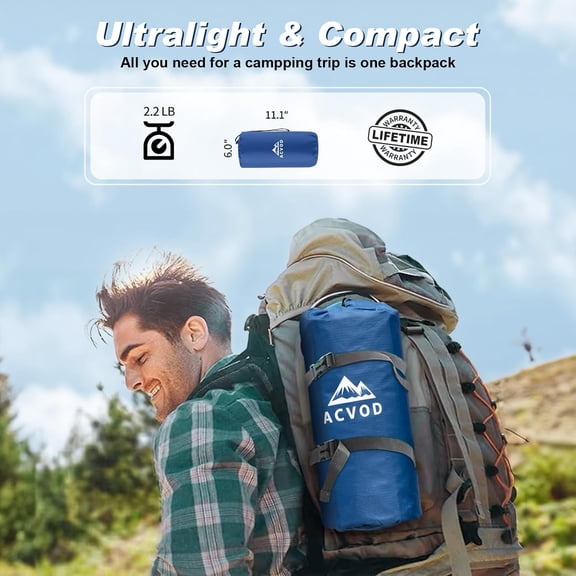 Camping Sleeping Pad - 4.7 Inch Thick Self-Inflating Mat with Built-In Pump, Waterproof for Backpacking, Hiking, and Travel