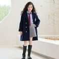 thumbnail image 6 of NAISIBABY Girls Woolen Coat 12T, with Pockets Thermal Lined Double-Breasted Winter Uniform British Style Peacoat Navy (5-15T), 6 of 9