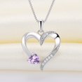 thumbnail image 5 of PYNZY Heart Necklace 925 Sterling Silver Love Heart Pendant with 5MMx5MM Heart Purple Amethyst Birthstone Jewelry for Women Wife as Gift, 5 of 8