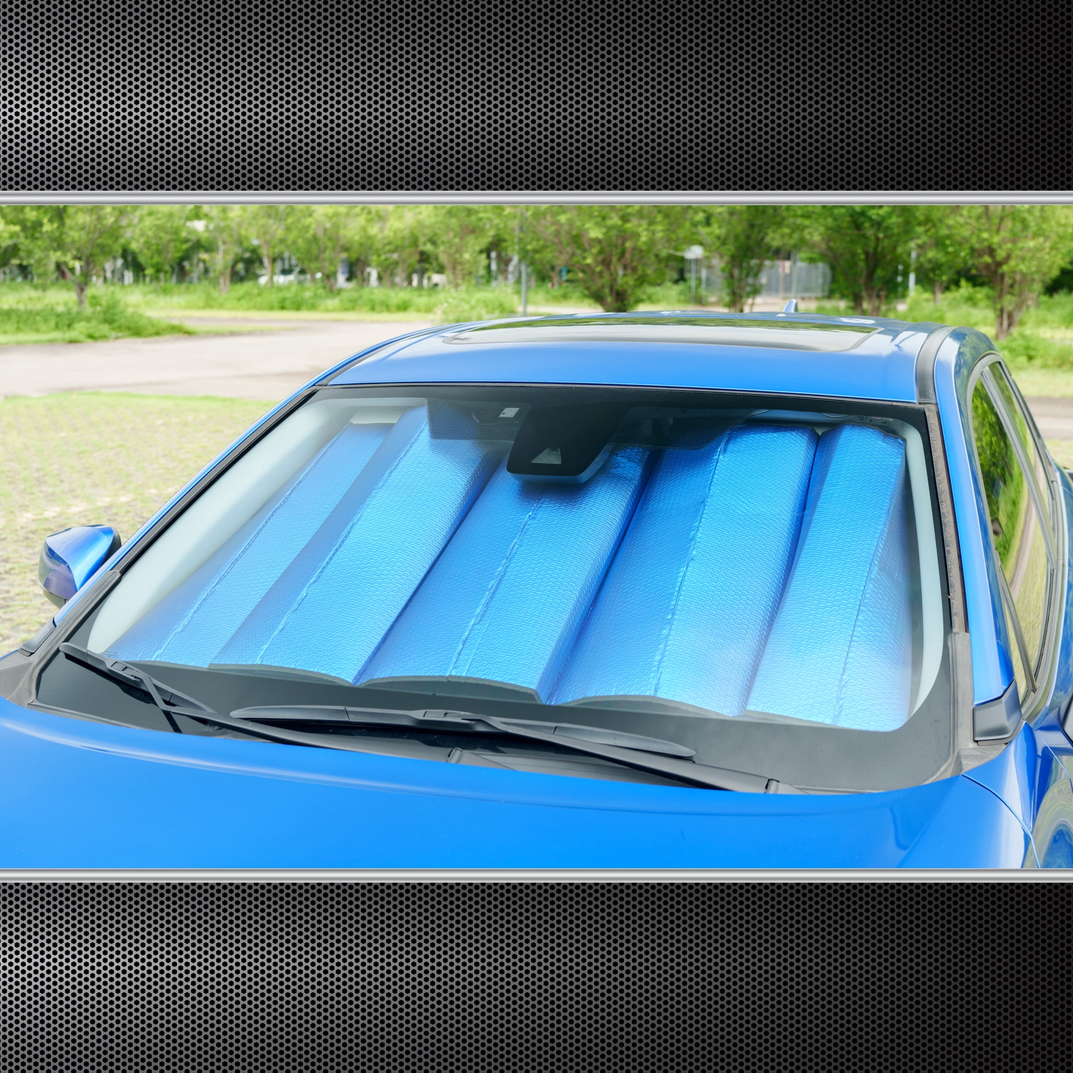Auto Drive Universal Fit Accordion Sunshade, Blue, 63 in x 28.5 in, 1 Pack