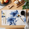 thumbnail image 2 of Vintage Flower Placemats Set of 8, Watercolor Retro Blue Floral Leaf Linen Texture Non-Slip Place Mats Washable Table Mats for Kitchen Dining Table Decorations Indoor/Outdoor, 2 of 9