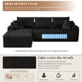 thumbnail image 4 of Aukfa 108" Cloud Sectional Sofa Deep Seat Boneless Couch Modular L-Shaped Couch, Oversized Left Chaise Corduroy Sofa for Living Room, Black, 4 of 9