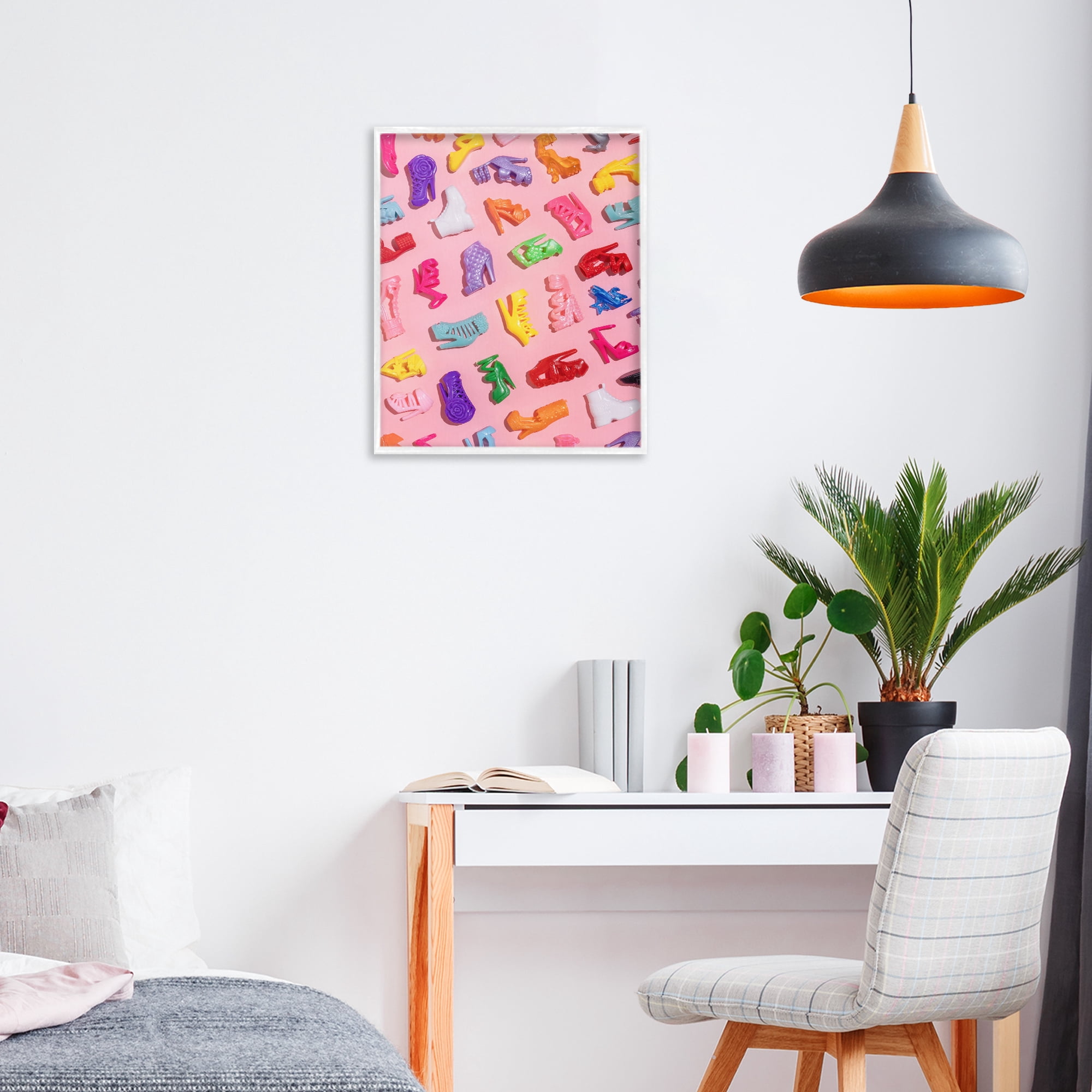 Stupell Industries Tiny Colorful Doll Shoes White Framed Giclee Art, design by LISH Creative