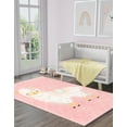 thumbnail image 3 of Unique Loom Whimsy Kids Collection Area Rug - Llama (7' 10" x 10' Rectangle Pink/Light Blue) Perfect For Kids Bed Room/Nursery Room/Living Room/Class Room/Play Room, 3 of 5